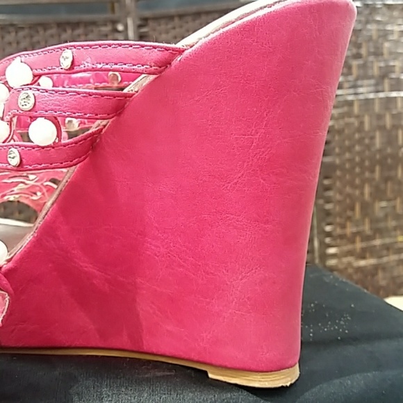 PINK BLING WEDGE HEELS - Picture 4 of 7